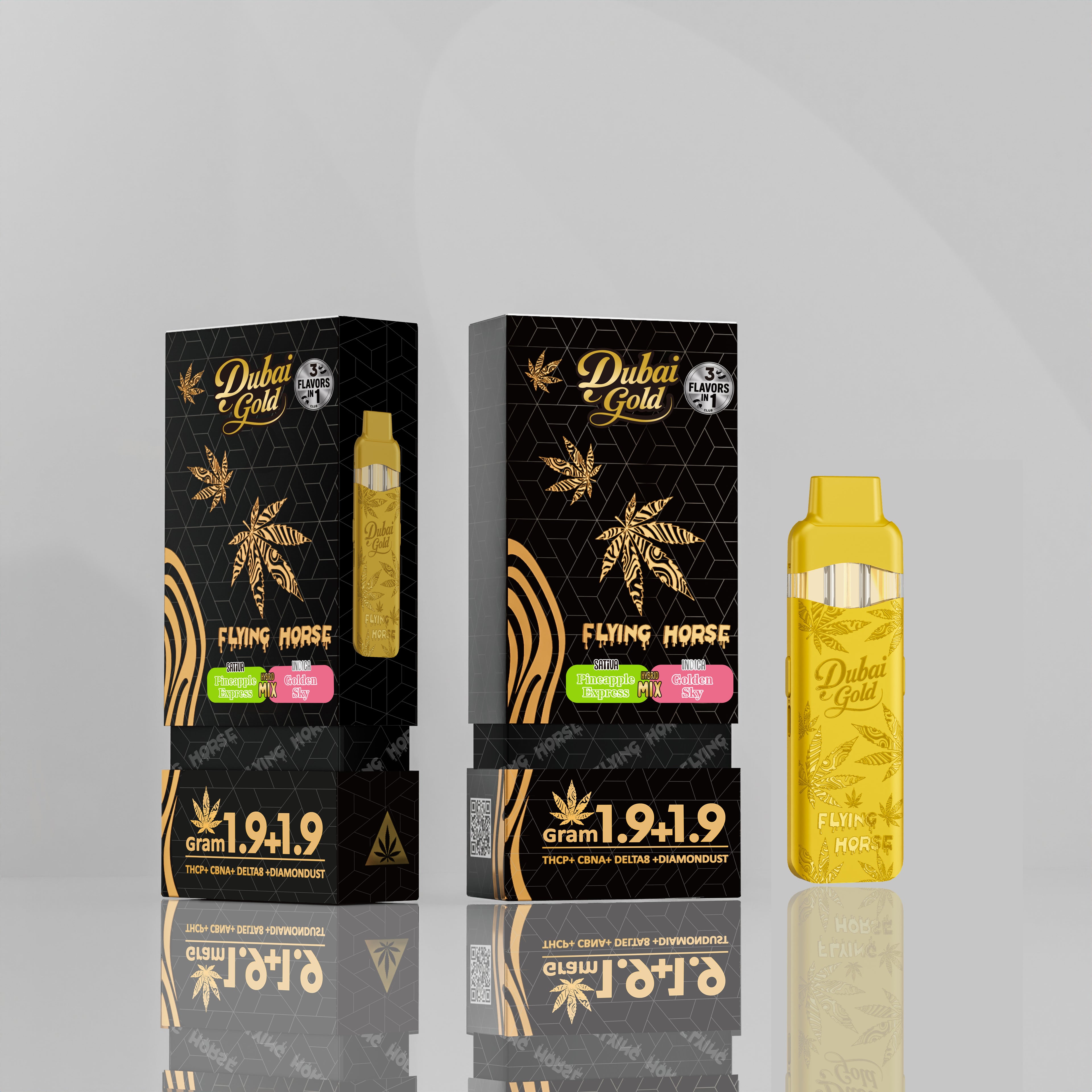 FLYING HORSE (THC IX + THC-P + THC VIII) 9 GRAM DUBAI GOLD DISPOSABLE (5CT BOX)