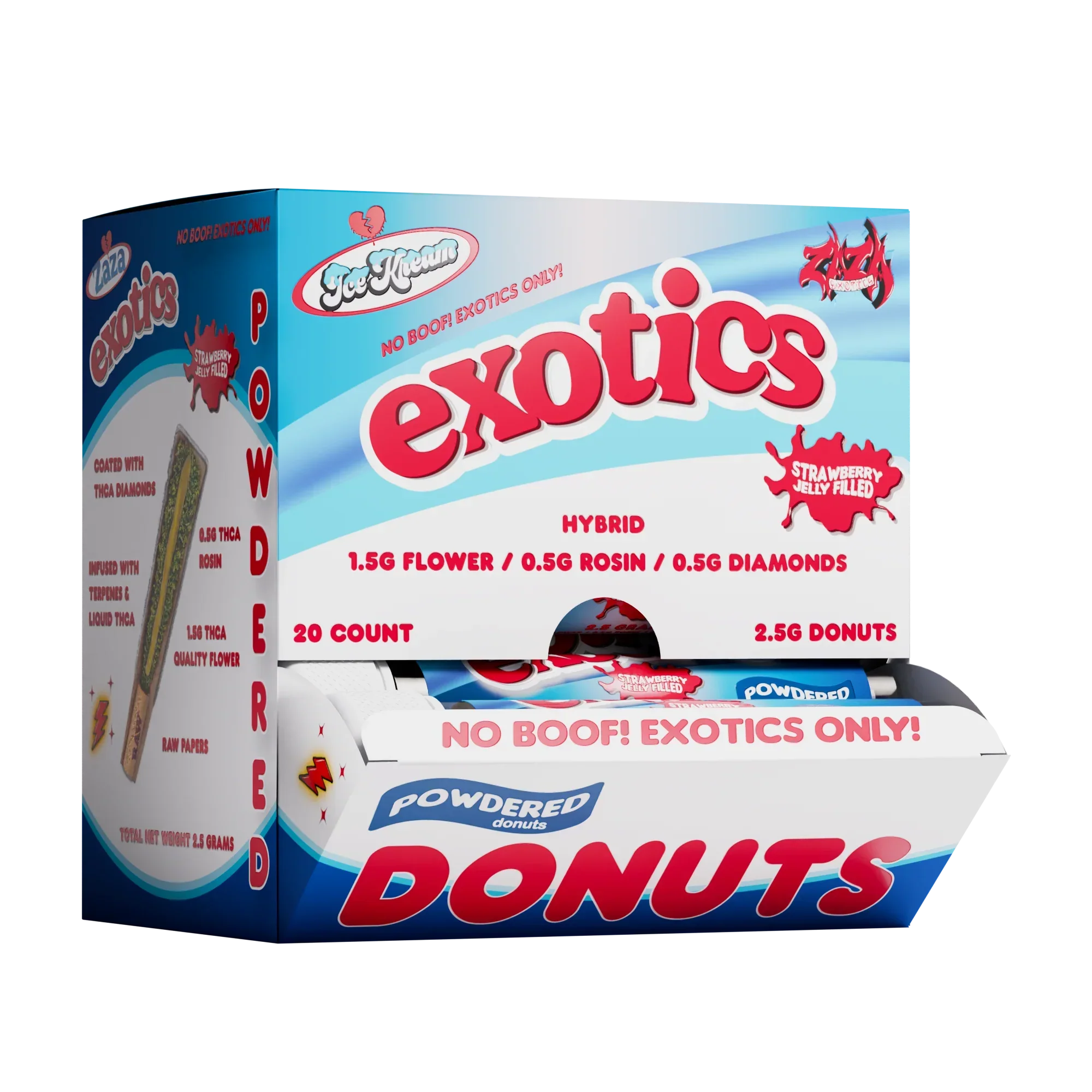 ICE KREAM x ZAZA 2.5 GRAM THC-A ROSIN DIAMOND POWDERED DONUTS (20CT BOX)