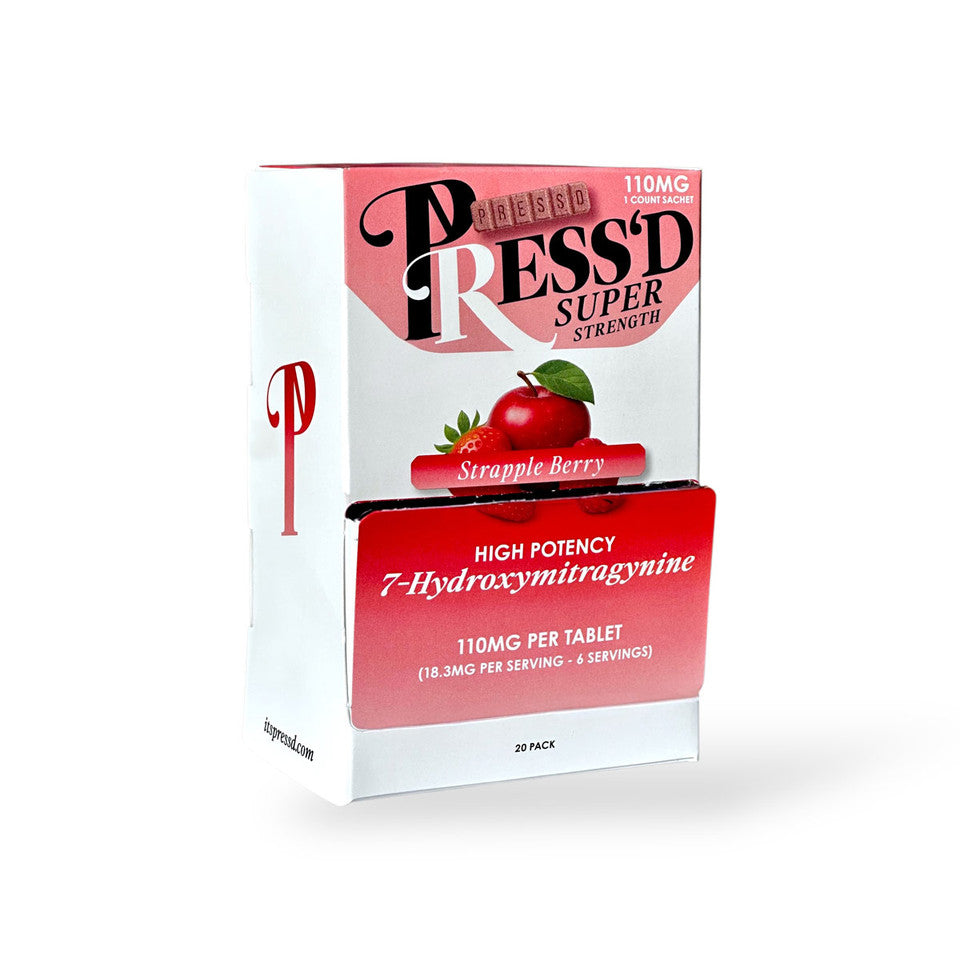 PRESS'D 7-HYDROXY SUPER STRENGTH SINGLES (120MG PER TAB) 20CT DISPLAY