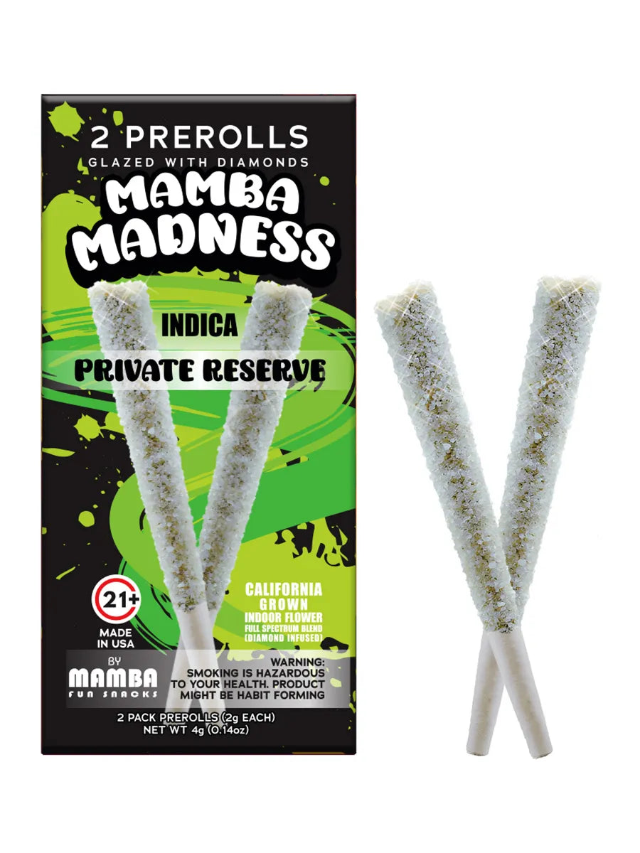MAMBA MADNESS THC-A DIAMOND COATED 2 X 2 GRAM PRE ROLLS / PACK