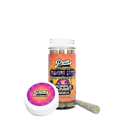 PURO RELOADED DIAMOND STUDS THCA DIAMOND COATED PRE-ROLLS (10 X 2G) 10CT JAR