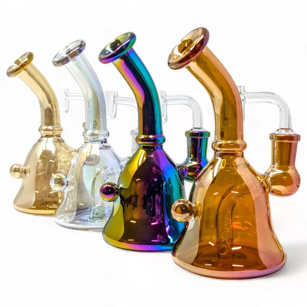 6" BELL ELECTROPLATED WATER PIPE W/ QUARTZ BANGER - G