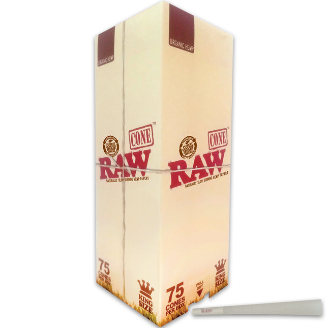 RAW ORGANIC HEMP KING SIZE CONES (75CT/BOX)