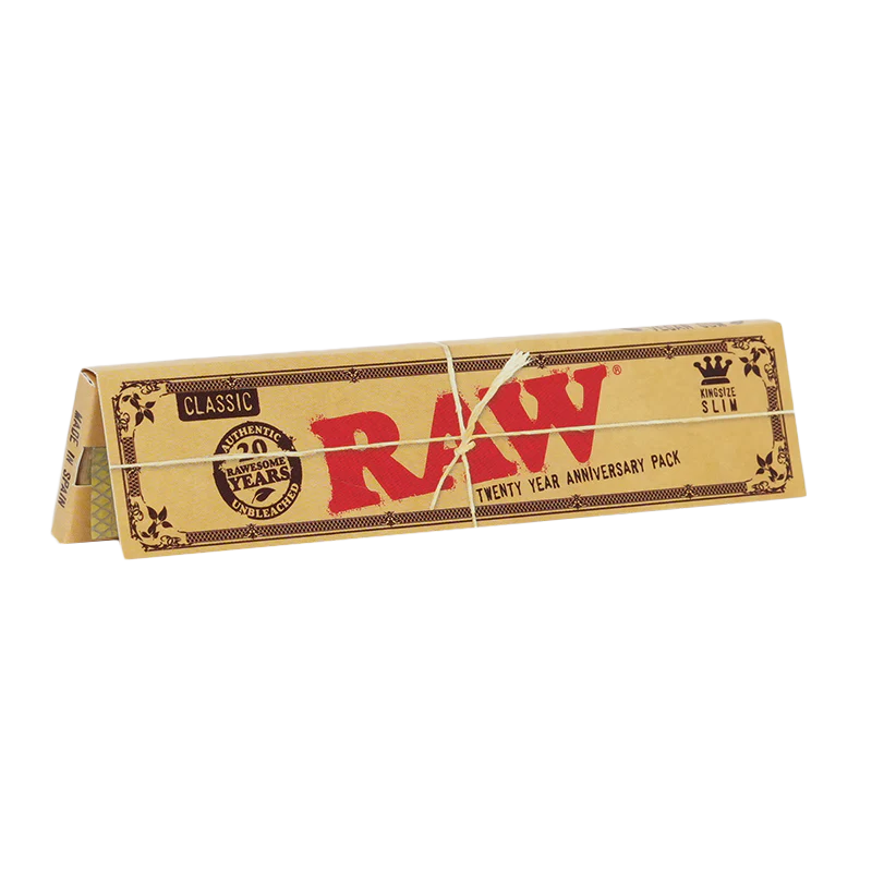 RAW CLASSIC 20th ANNIVERSARY KING SIZE SLIM PAPERS (50CT/PK , 32PK/BOX)