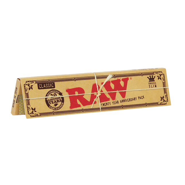 RAW CLASSIC 20th ANNIVERSARY KING SIZE SLIM PAPERS (50CT/PK , 32PK/BOX)