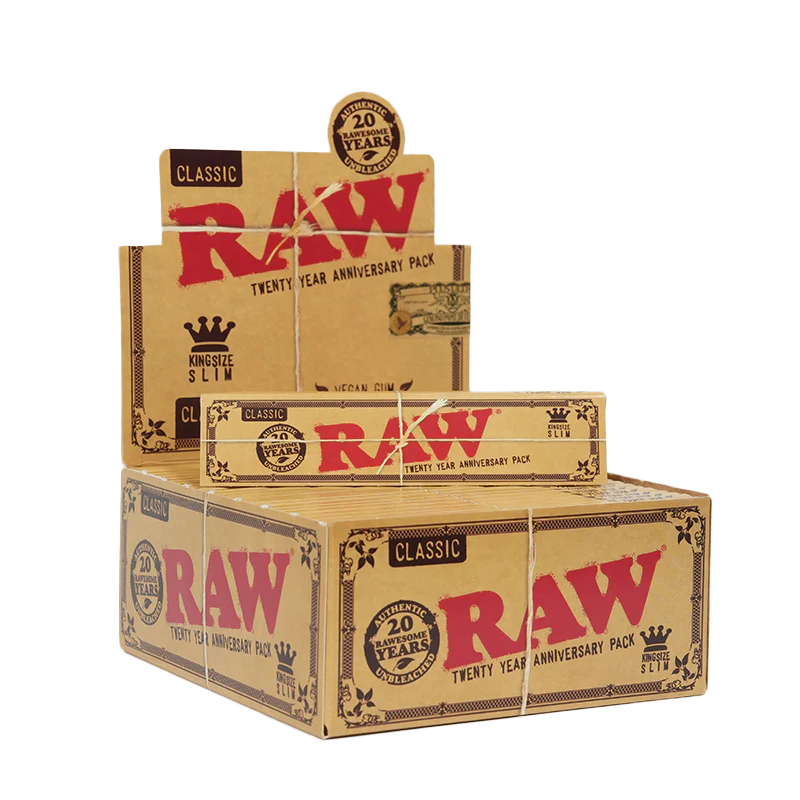 RAW CLASSIC 20th ANNIVERSARY KING SIZE SLIM PAPERS (50CT/PK , 32PK/BOX)