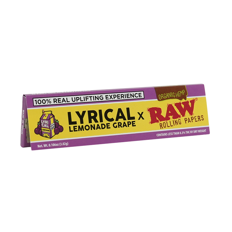 RAW X LYRICAL LEMONADE GRAPE KING SIZE WIDE ORGANIC HEMP ROLLING PAPERS (50CT PER BOX)