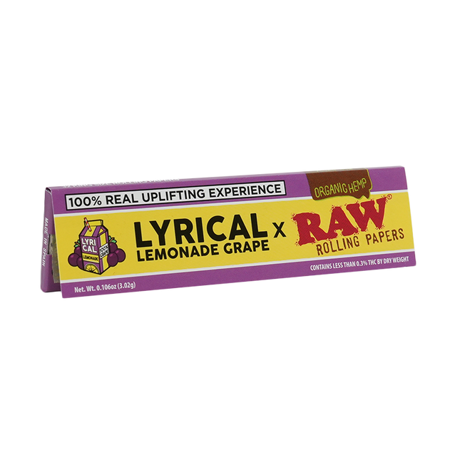 RAW X LYRICAL LEMONADE GRAPE KING SIZE WIDE ORGANIC HEMP ROLLING PAPERS (50CT PER BOX)