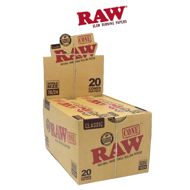 RAW CLASSIC 70MM/24MM CONES 20ct/PK 12CT/DISPLAY