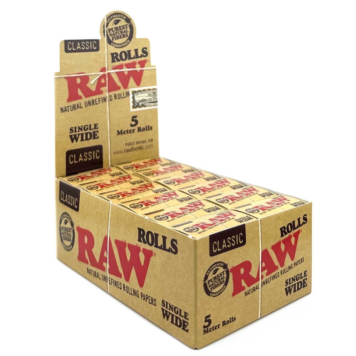 RAW CLASSIC ROLLS SINGLE WIDE 5 METER (24CT PER BOX)