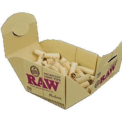 RAW Natural Unrefined Pre-Rolled Perfecto Cone Tips (100ct) - Display of 6 Default Title 716165159582