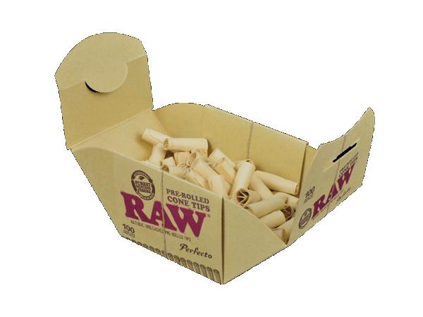 RAW Natural Unrefined Pre-Rolled Perfecto Cone Tips (100ct) - Display of 6
