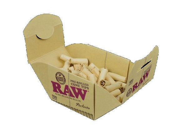 RAW Natural Unrefined Pre-Rolled Perfecto Cone Tips (100ct) - Display of 6 Default Title 716165159582