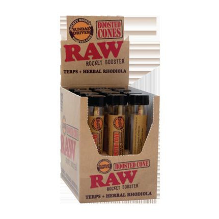 RAW ROCKET BOOSTER TERPS + HERBAL CANNABINOID CONES (12 BOOSTED CONES PER BOX) SUNDAE DRIVER 716165252603