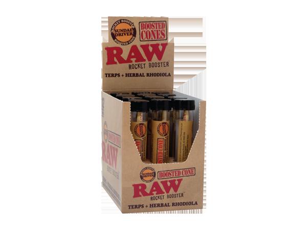 RAW ROCKET BOOSTER TERPS + HERBAL CANNABINOID CONES (12 BOOSTED CONES PER BOX) SUNDAE DRIVER 716165252603