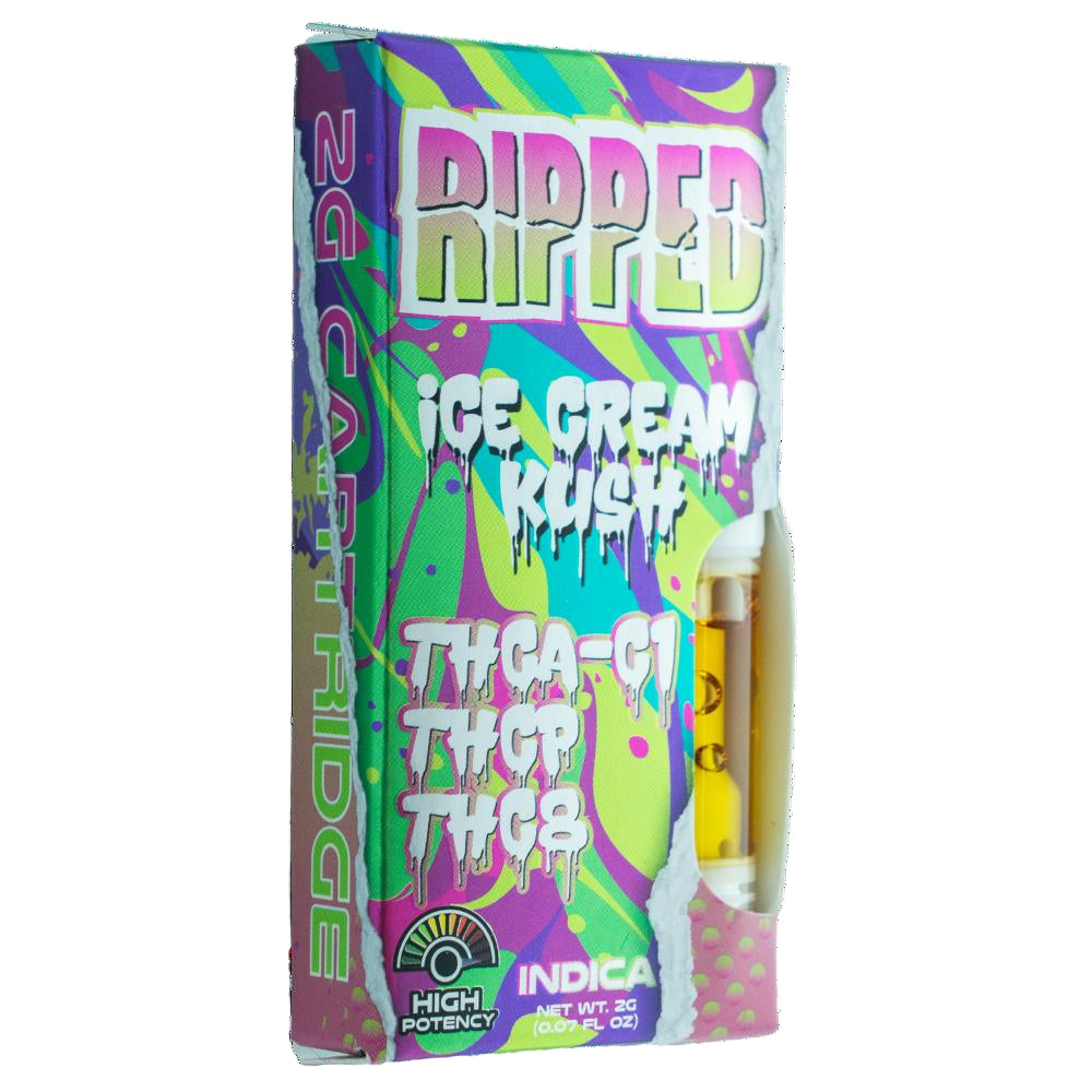 RIPPED 2 GRAM CARTRIDGE (THCA-C1 + THCP + THCB) ICE CREAM KUSH (INDICA) 749565997904