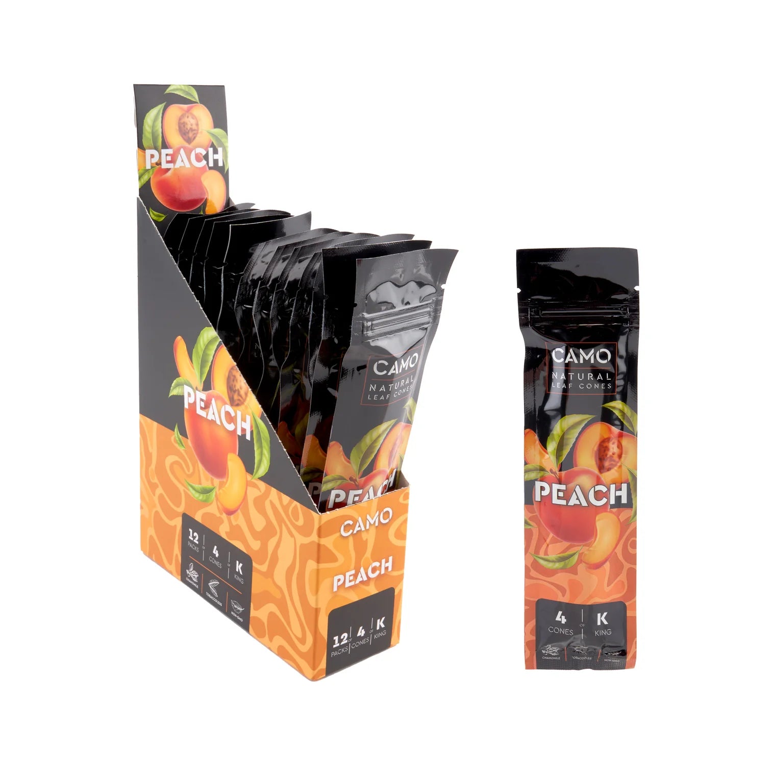 CAMO NATURAL LEAF CONES KING SIZE 12 PACK (4 CONES / PACK)