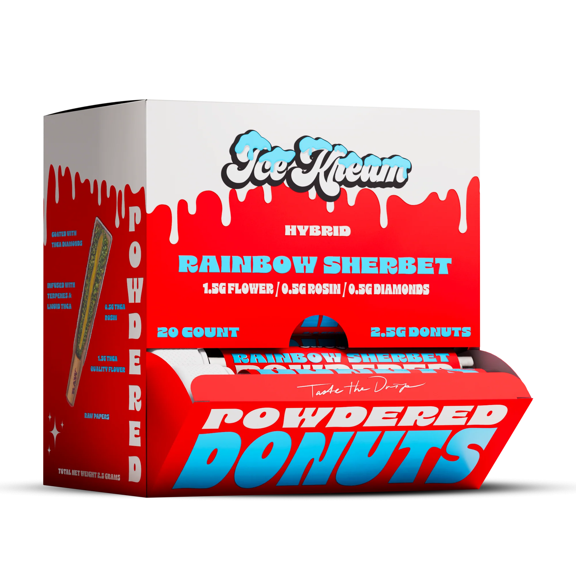 ICE KREAM 2.5 GRAM THC-A ROSIN DIAMOND POWDERED DONUTS (20CT BOX)