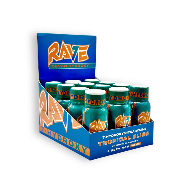 RAVE 7-HYDROXY 40MG KRATOM SHOTS (12CT/ BOX) | TROPICAL BLISS