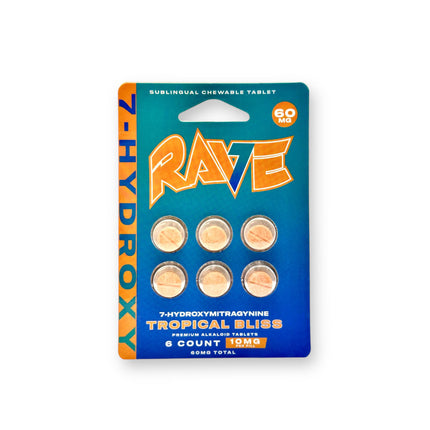RAVE 7-HYDROXY 10MG PER PILL (6CT PACK) | TROPICAL BLISS