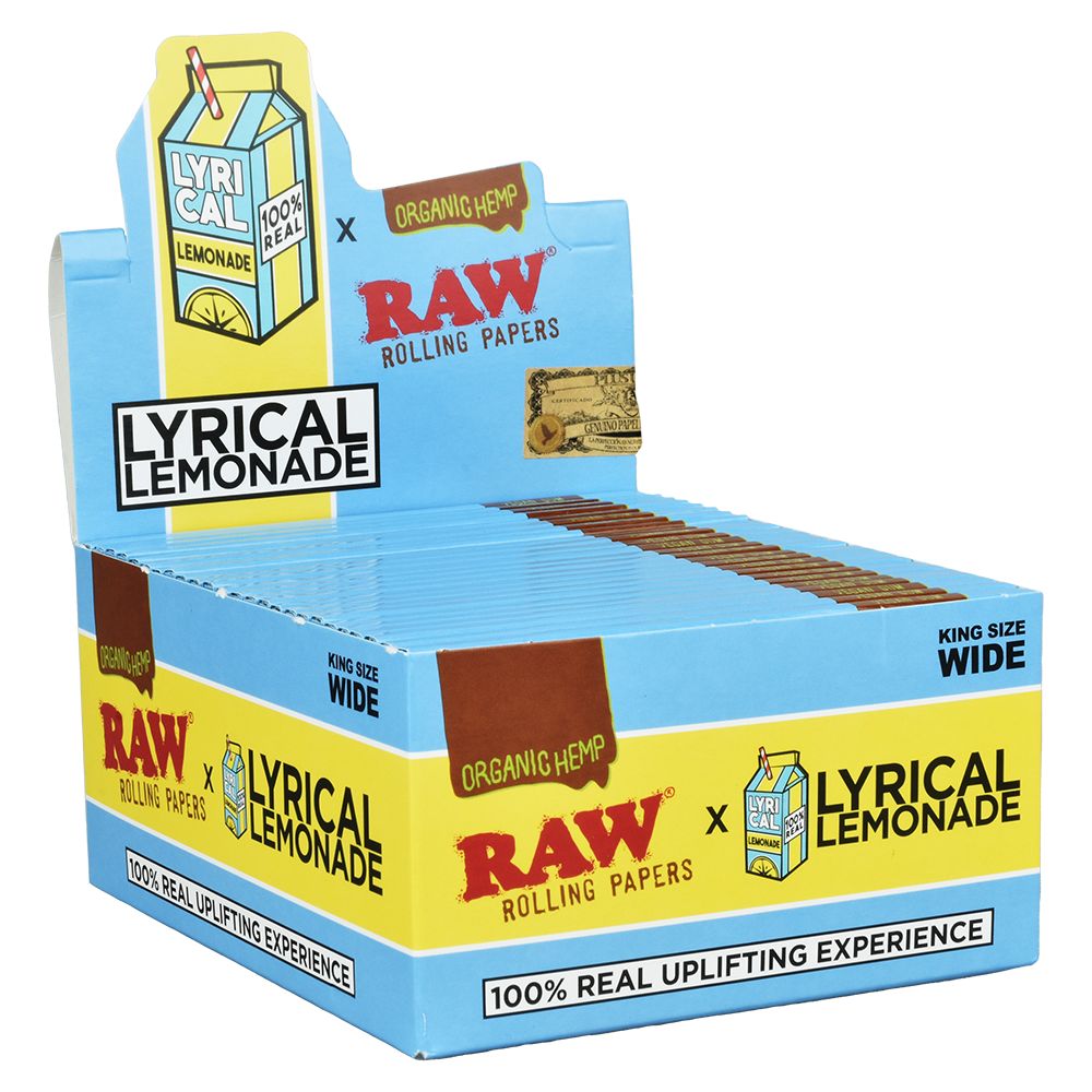 RAW X LYRICAL LEMONADE KING SIZE WIDE ORGANIC HEMP ROLLING PAPERS (50CT PER BOX)