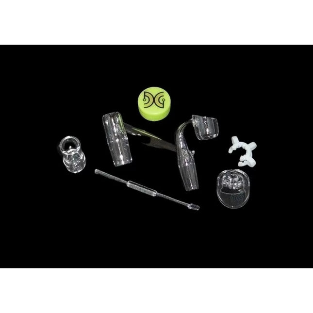 DANK GLASS DROP DOWN BANGER SET W/ SILICON QUARTZ DABBER CLIP