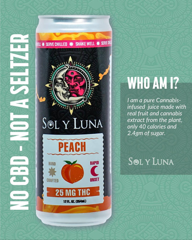 SOL Y LUNA 25MG THC INFUSED DRINK (4 PACK) PEACH 740390344819