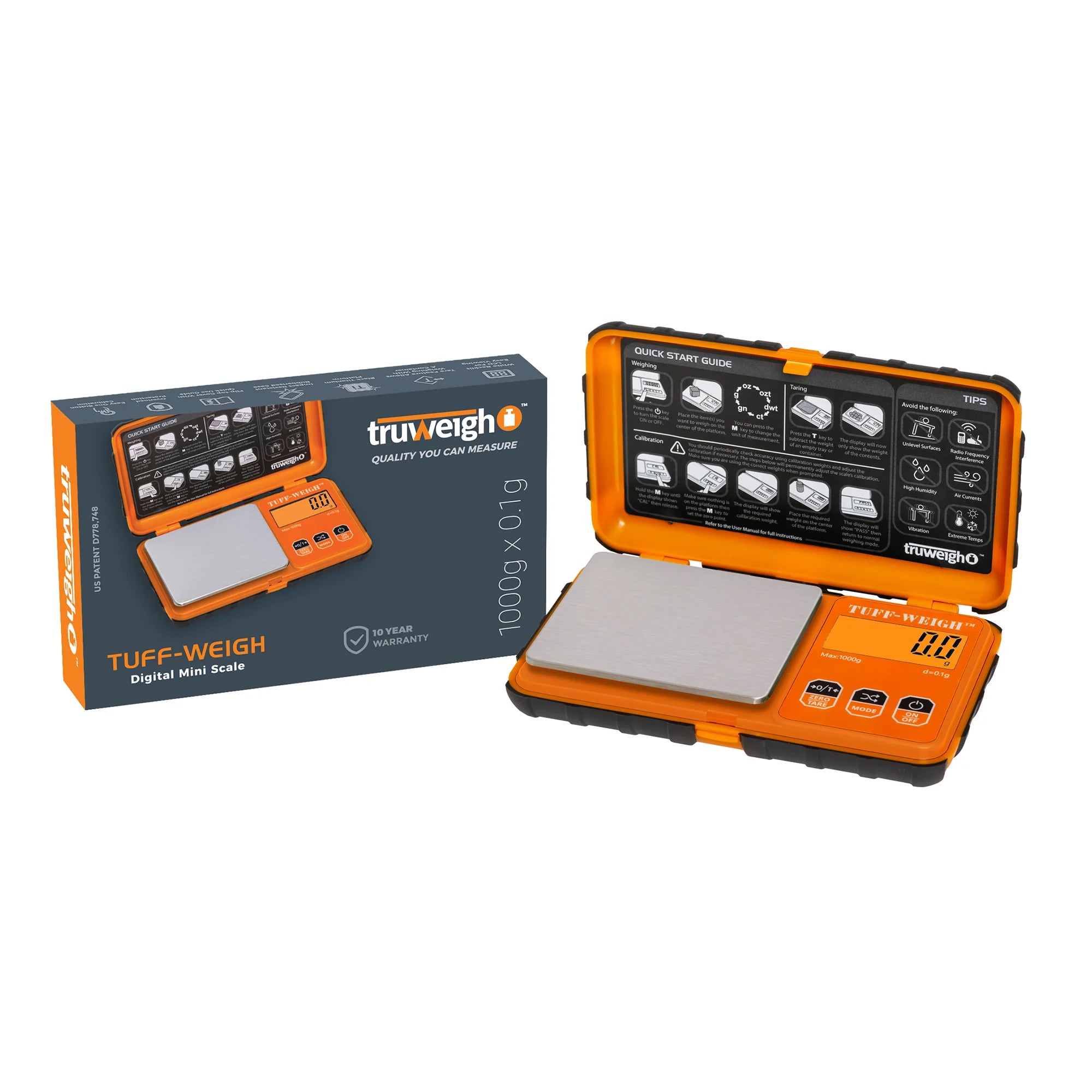 TRUWEIGH TUFF-WEIGH DIGITAL SCALE 1000G X 0.1G - ORANGE