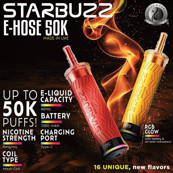 STARBUZZ 50K E-HOSE (5CT/DISPLAY) Rising Wholesale Inc. STARBUZZ 50K E-HOSE (5CT/DISPLAY) Rising Wholesale Inc.