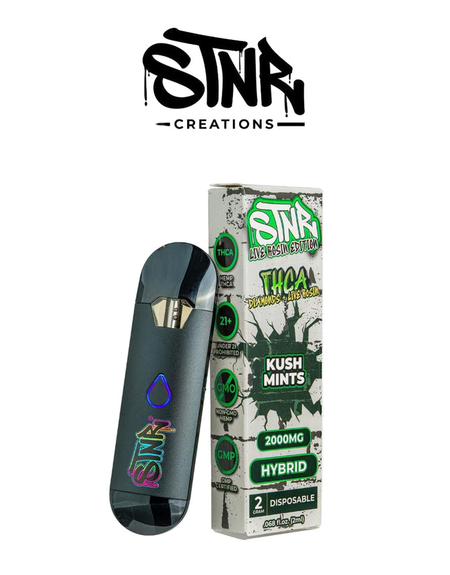 STNR THCA DIAMONDS + LIVE ROSIN EDITION 2 GRAM DISPOSABLE KUSH MINTS (HYBRID) 753951029049
