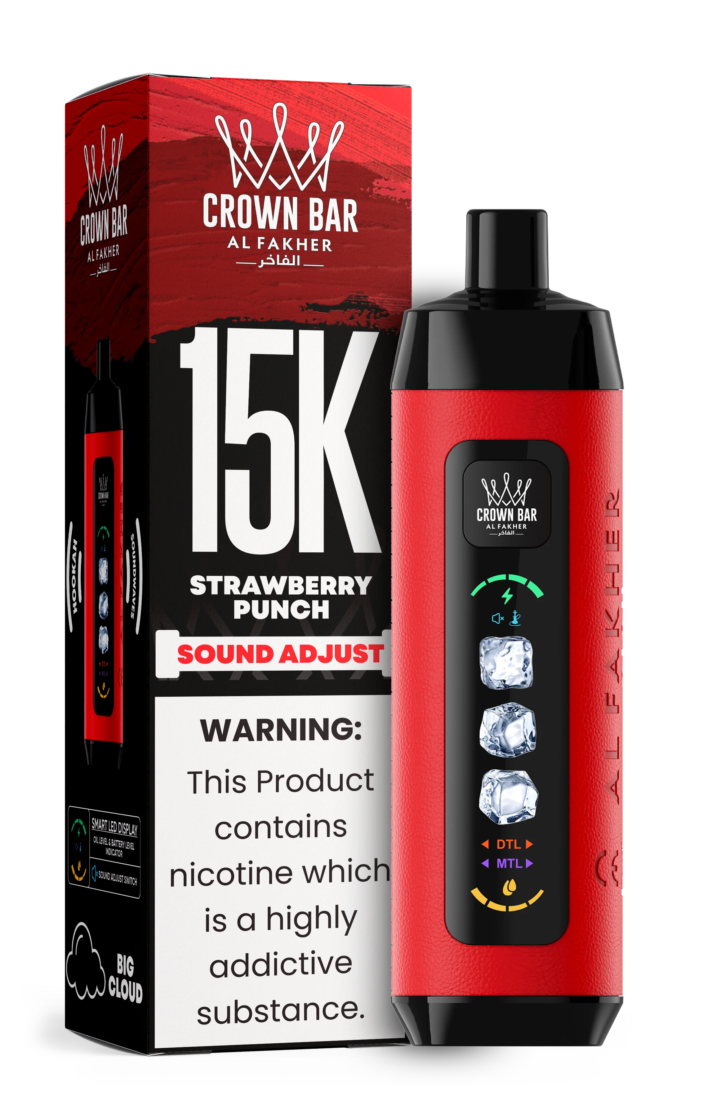 AL FAKHER CROWN BAR 15000 ICE ADJUST DISPOSABLE (5CT DISPLAY)