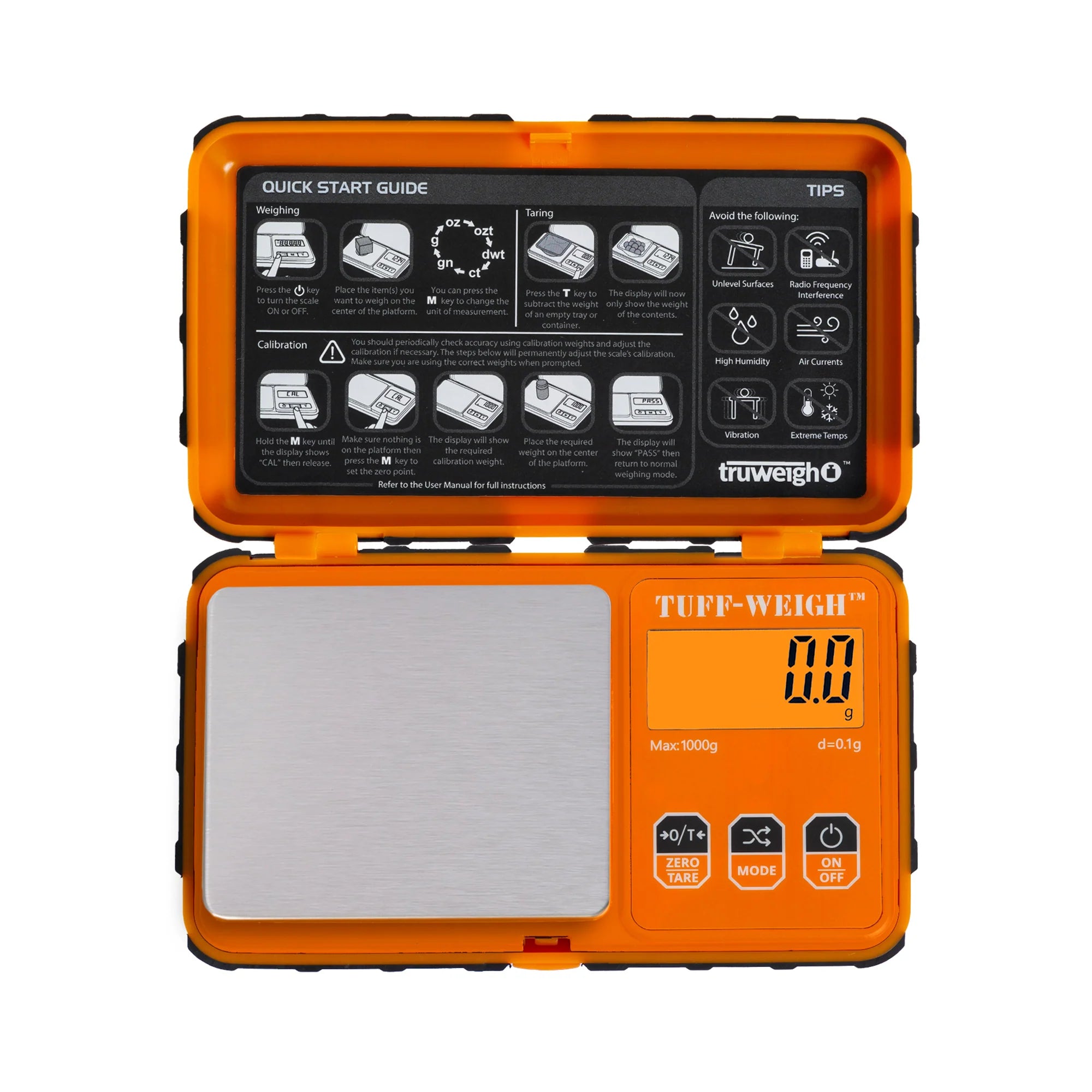 TRUWEIGH TUFF-WEIGH DIGITAL SCALE 1000G X 0.1G - ORANGE