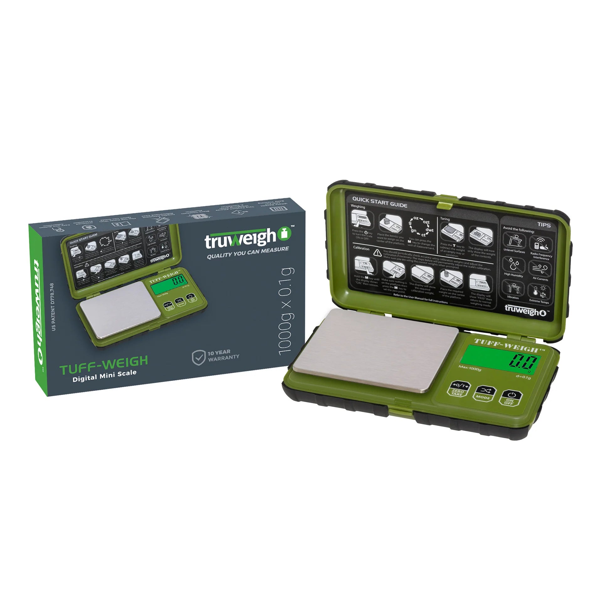 TRUWEIGH TUFF-WEIGH DIGITAL SCALE 1000G X 0.1G - GREEN