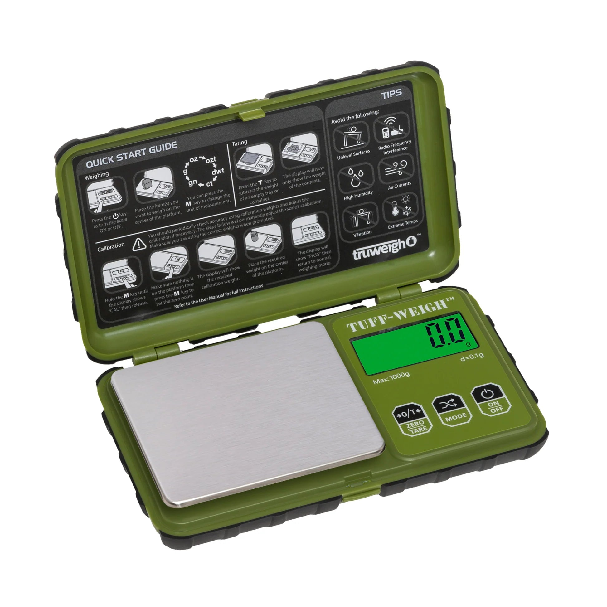 TRUWEIGH TUFF-WEIGH DIGITAL SCALE 1000G X 0.1G - GREEN