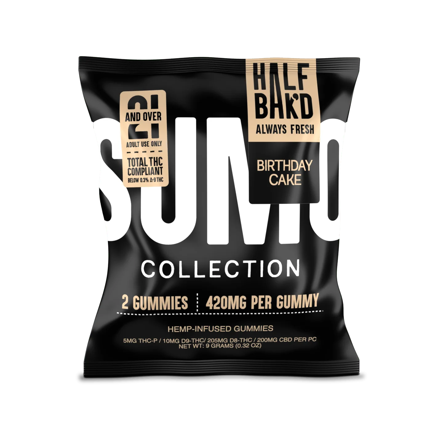 HALF BAK'D | THC-A | THC-P | D9 | 2CT/PACK 420MG/GUMMY (30 PACK DISPLAY)