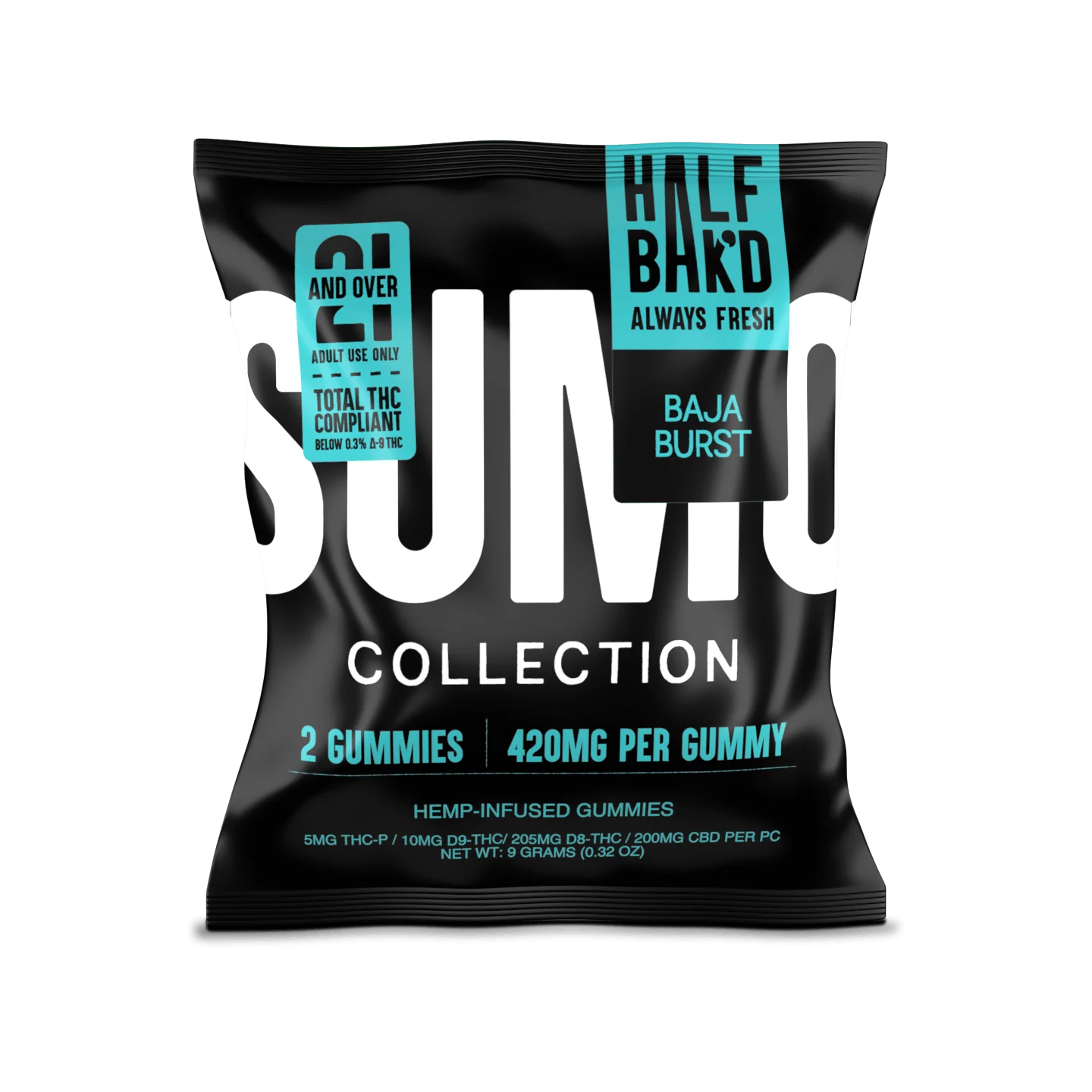 HALF BAK'D | THC-A | THC-P | D9 | 2CT/PACK 420MG/GUMMY (30 PACK DISPLAY)