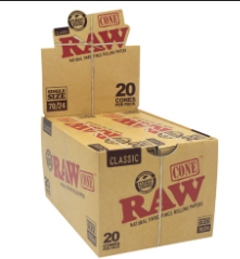 RAW CLASSIC 70MM/24MM CONES 20ct/PK 12CT/DISPLAY