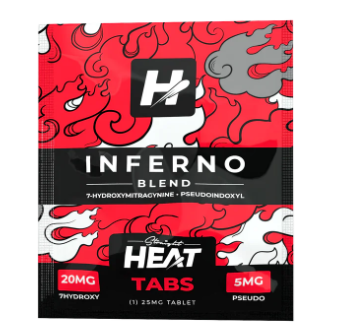 STRAIGHT HEAT INFERNO BLEND (7-HYDROXY + PESUDO) 20MG TABLET (3CT PACK)