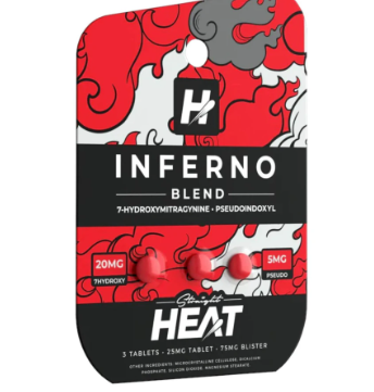 STRAIGHT HEAT INFERNO BLEND (7-HYDROXY + PESUDO) 20MG TABLET (25CT BOX)