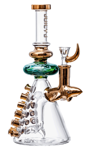 CHEECH 12in "MIDAS THE GOLDEN SHARK" WATER PIPE (JJ-273)