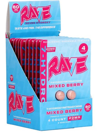RAVE 7-HYDROXYMITRAGYNINE 20MG CHEWABLE TABLET (4CT/PACK) | MIXED BERRY