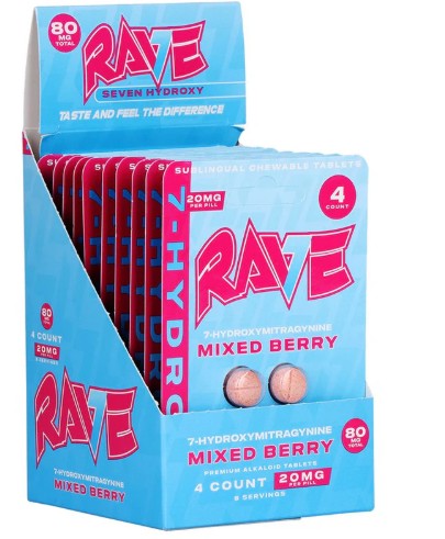 RAVE 7-HYDROXYMITRAGYNINE 20MG CHEWABLE TABLET (4CT/PACK) | MIXED BERRY
