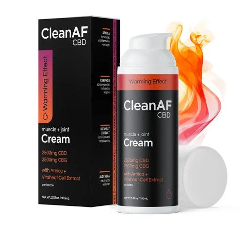 CLEAN AF CBD MUSCLE + JOINT CREAM (2500MG CBD + 2500MG CBG) | WARMING EFFECT