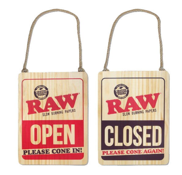 RAW OPEN WOOD SIGN