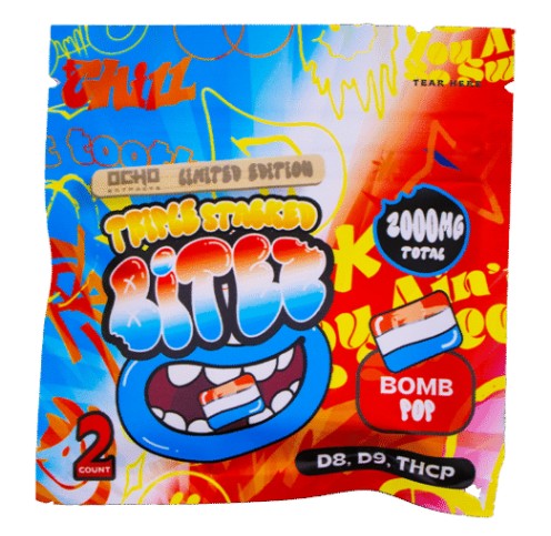 BITEZ TRIPLE STACKED (D8 + D9 + THCP) 1000MG / GUMMY (2PC / PACK) 60CT DISPLAY | BOMB POP