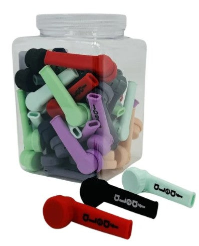 ALEAF SILICONE HANDPIPE W/CAP (50CT JAR) | NEON COLORS