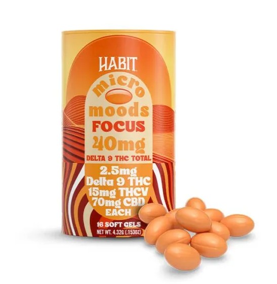 HABIT MICRO MOODS 70MG CBD + 2.5MG D9 SOFTGEL | FOCUS