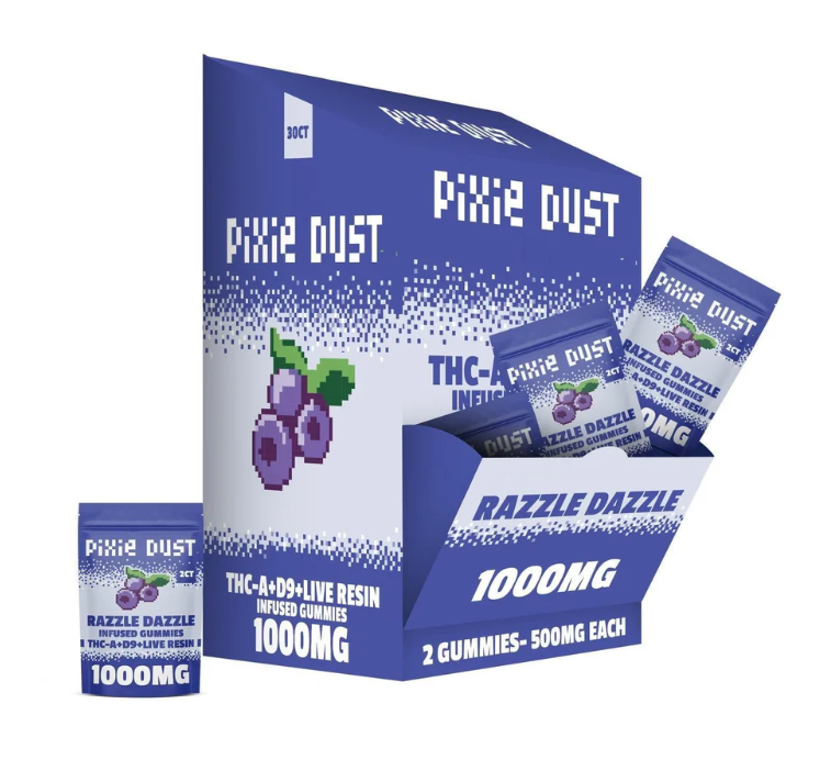 PIXIE DUST (THC-A + D9 + LIVE RESIN) INFUSED GUMMIES (1000MG / PACK) (30 CT DISPLAY)