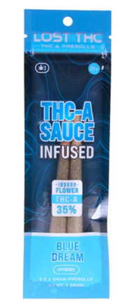 LOST THC THC-A SAUCE INFUSED PREROLLS 2 X 2 GRAMS EACH / PACK