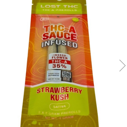 LOST THC THC-A SAUCE INFUSED PREROLLS 2 X 2 GRAMS EACH / PACK